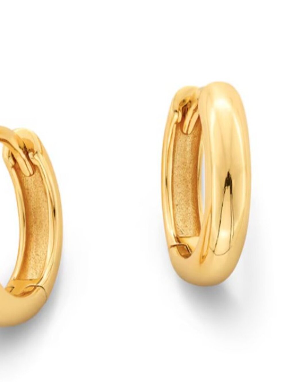 11.8mm Huggie Hoop Earrings in Sterling Silver with 18K Gold Plate - Picture 3 of 5